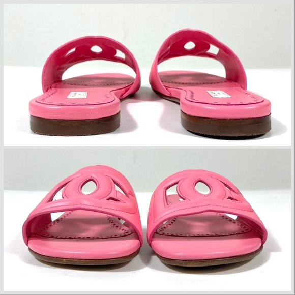 *SOLD* Dolce & Gabbana Bambino Girl's DG Cutout Leather Slide Sandals Pink 36 - Picture 12 of 17
